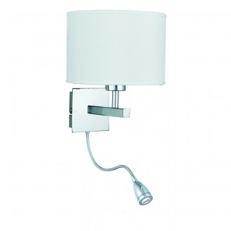 Applique wall avec liseuse, en chrome avec abat-jour blanc