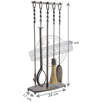 Serviteur de cheminée en fer forgé 4 accessoires