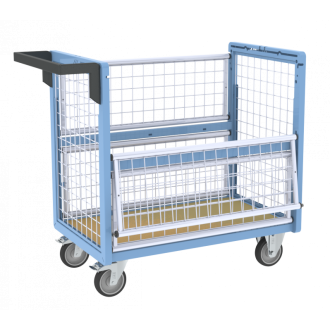 Chariot conteneur grillagé 250 kg - Avec ou sans toit et dimensions au choix