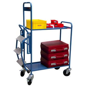Servante escabeau, 2 plateaux tôle, 935 x 435 mm, 250 kg