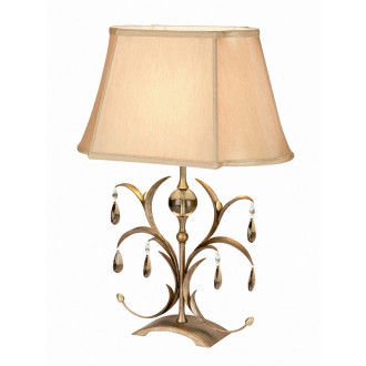 Lampe lily, bronze antique et verre, avec abat-jour
