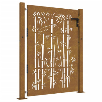 Portail de jardin 105x130 cm acier corten design de bambou