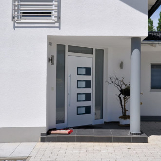 Porte d'entrée blanc 110x210 cm aluminium et pvc