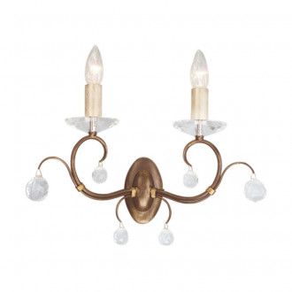 Applique lunetta, bronze et cristal, 2 ampoules