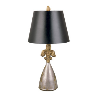 Lampe rodrigue, or et argent, avec abat-jour noir