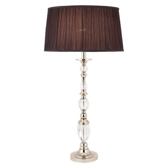 Lampe polina, nickel et cristal, abat-jour noir 34 cm