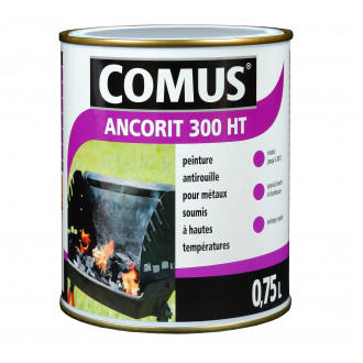 Ancorit 300 ht noir 0,75l  - peinture antirouille de protection et de décoration pour métaux soumis à des hautes températures résistante jusqu'à 300°c - comus