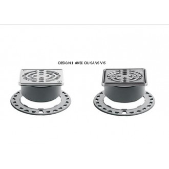 Kit grille/cadre avec rallonge de cadre et excentrique sans siphon KERDI DRAIN - Kit grille/cadre en inox design 1 - 10 x 10 cm - sans vis