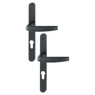 Ensemble de porte-fenêtre plaque étroite Atlanta 1530/300LMSGL HOPPE Noir mat 9714 Clé i Entr.70 - ép.68/77 - 3354592