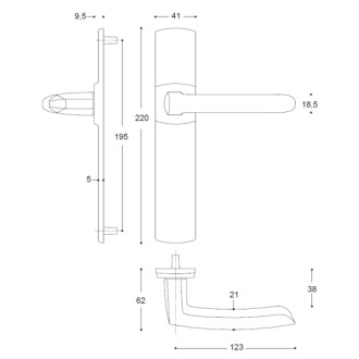 Ensemble Scult Bec de cane BEZAULT entraxe 195 mm platine - 204379