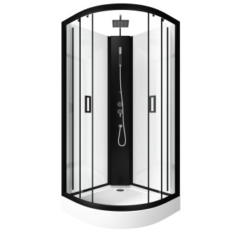 Cabine de douche LIFT UP BLACK 1/4 de cercle 85X85X235CM Aurlane - CAB088