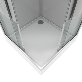 Cabine de douche carrée 90x90x215cm - grise avec bande dépoli - silvery stripe square Aurlane - CAB172