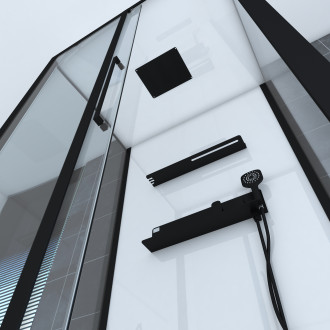 Cabine de douche rectangle 90x115x215cm extra blanc - profilés laqué noir mat - ghost rectangle Aurlane - CAB233