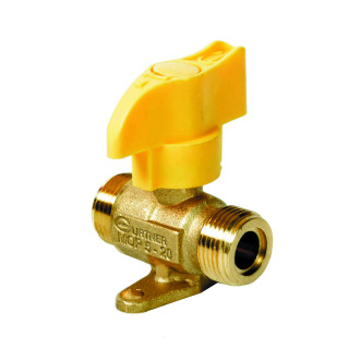 Robinet d'arrêt gaz 1/4 de tour b-p double mâle 20x150