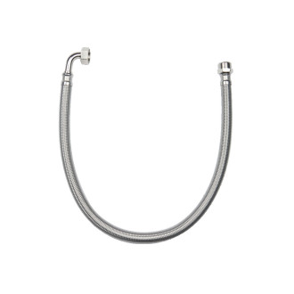 Flexible sanitaire 100cm ff 15x21 coude dn10 tresse/douille inox