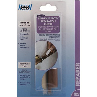 Seringue époxy réparation cuivre 28g/blister