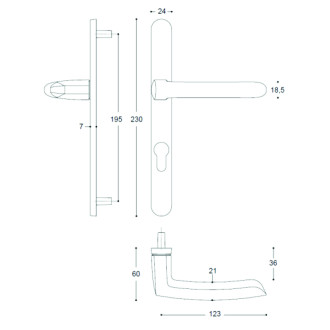 Ensemble sur plaque étroite 24 mm scult clé i bezault platine - 204426