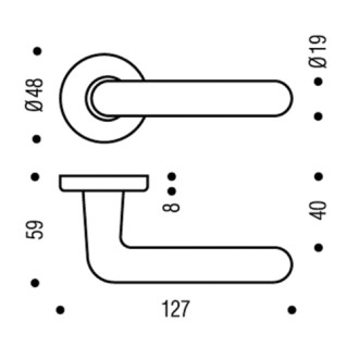 Béquille double Golf 1322 BEZAULT Argent Rosace Ø48 - 0153023  Béquille double Golf 1322 BEZAULT Argent Rosace Ø48 - 0153023
