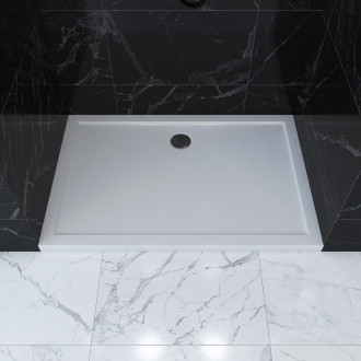 Receveur de douche a poser extra-plat en acrylique blanc rectangle - 100x80cm - bac de douche whiteness ii 100 Aurlane - FAC375