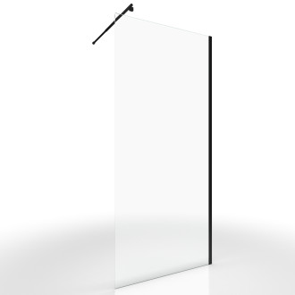 Pack paroi de douche à l'italienne transparent 80cm profile noir mat - dim: 80x200cm - profile noir mat - freedom 2 dark 80 + barre de fixation freedom 2 dark telescopic Aurlane - FAC427