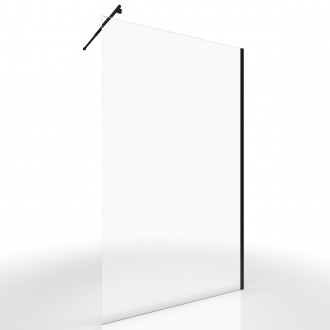Pack paroi de douche à l'italienne transparent 120cm profile noir mat - dim: 120x200cm - profile noir mat - freedom 2 dark 120 + pour douche à l'italienne freedom 2 dark telescopic Aurlane - FAC429