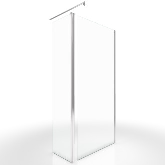 Pack paroi de douche à l'italienne - 90x200cm verre transparent 6mm - freedom 2 thin transparent 90 + barre de fixation recoupable - freedom 2 cuttable + volet pivotant Aurlane - FAC434