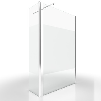 Pack paroi de douche depolie 120cm profile chrome - dim: 120x200cm - freedom 2 depoli 120 + barre de fixation freedom 2 telescopic + volet pivotant dépoli Aurlane - FAC448