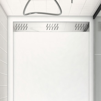 Receveur avec évacuation linéaire en acrylique blanc - 80x100x4cm - whitness ii 100 Aurlane - FAC485