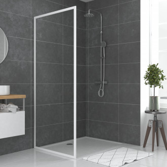 Paroi porte de douche blanc retour 80x185cm pour porte - verre transparent 5mm - whity side 80 Aurlane - FAC498