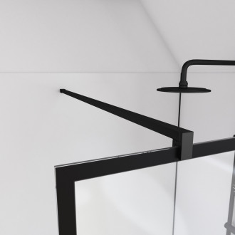 Paroi de douche 120cm + volet pivotant 45cm + barre de fixation noir mat Aurlane - FAC660