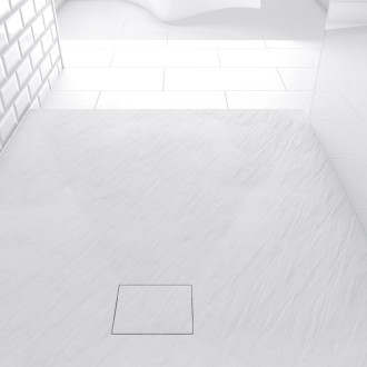 Receveur à poser en matériaux composite SMC – Finition ardoise blanc mat – 80×100 cm – ROCK 2 WHITE Aurlane - FAC694