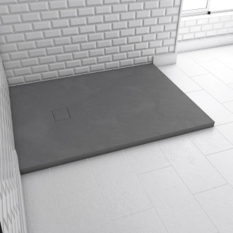 Receveur à poser en matériaux composite SMC – Finition ardoise gris – 90x120cm – ROCK 2 GREY 90 Aurlane - FAC698