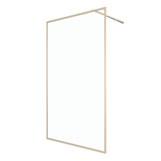 Paroi de douche à l'italienne 140x200 - cadre finition or brossé - verre 6mm - goldy contouring Aurlane - FAC731