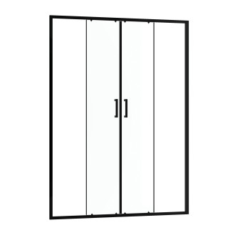 Paroi de douche à double porte coulissante 140x200 cm - verre transparent - profilé noir - crush Aurlane - FAC793