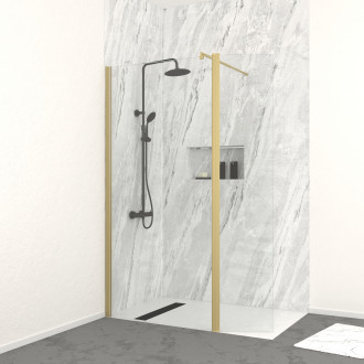 Volet pivotant de 40 cm en verre trempé 6 mm finition or brossé pour paroi de douche freedom 2 gold Aurlane - FAC919