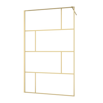 Paroi de douche à l'italienne 120x195cm sérigraphie type briques - doré or brossé - goldy blocks Aurlane - FAC939