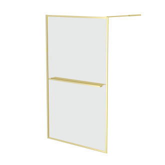 Paroi de douche or doré brossé 120x200cm - porte-serviette et étagère - goldy contouring shelf Aurlane - FAC964
