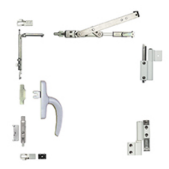 Kit Oscillo-battant complet Galicube 1V FAPIM à crémone Nefer midi - Compas court 402 à 750 mm - Argent - 1330AA-G6