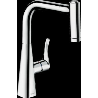 Mitigeur de cuisine HANSGROHE Metris M71 , avec douchette extractible 2 jets chromé - 14834000