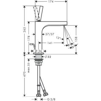 Mitigeur de lavabo HANSGROHE AXOR Citterio  avec tirette et vidage noir chromé poli - 39031330