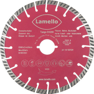 Lame de scie circulaire ø180 x 2.4 x 29 mm lamello - diamant - prof.60 mm - pour béton-brique - 132530
