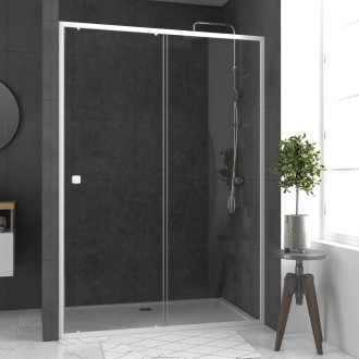 Pack porte de douche coulissante blanc 140x190cm + receveur 80x140 - whity slide Aurlane - PACF040
