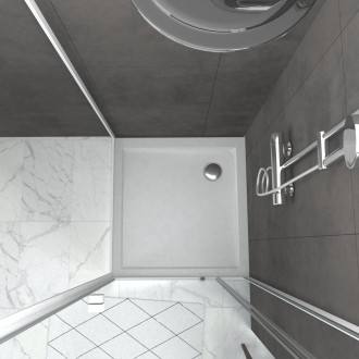 Pack porte de douche pivotante blanc extensible 79 à 90cm + paroi de retour 90 + receveur a poser Aurlane - PACF048