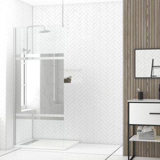 Paroi de douche 90x200cm miroir - profilé + barre plafond finition chrome - freedom 2 mirror Aurlane - PACF378