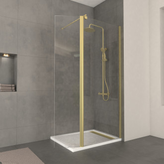 Paroi de douche et volet pivotant 80+40x200 cm + barre extensible - or brossé - freedom 2 gold Aurlane - PACF428