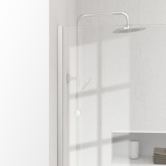 Pack paroi de douche 100x200cm verre transparent - barre de fixation extensible - Couleur de profil au choix
