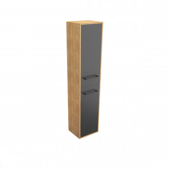 Colonne de salle de bain chêne brun 30x35x150 cm avec 2 portes et poignées noir mat - structura p092 Aurlane - PACM092