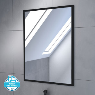 Meuble salle de bain 60x54cm - finition chene naturel + vasque blanche + miroir - timber 60 - pack09 Aurlane - PACM219