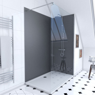 Pack 2 panneaux muraux + receveur + paroi en verre trempé + barre de fixation Aurlane - PACP030