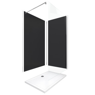 Pack 2 panneaux muraux wall'it noir + receveur whiteness ii 120 + paroi de douche freedom 2 thin transparent 120 + barre de fixation chrome Aurlane - PACP042
